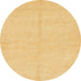 Round Abstract Chrome Gold Yellow Solid Rug, abs1601