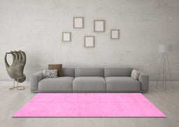 Machine Washable Solid Pink Modern Rug in a Living Room, wshabs1601pnk