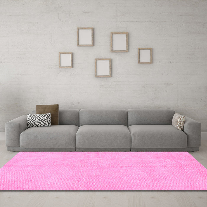Machine Washable Solid Pink Modern Rug in a Living Room, wshabs1601pnk