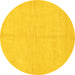 Round Solid Yellow Modern Rug, abs1601yw