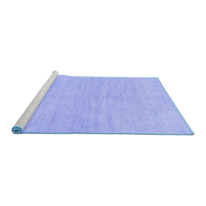 Sideview of Machine Washable Solid Blue Modern Rug, wshabs1602blu