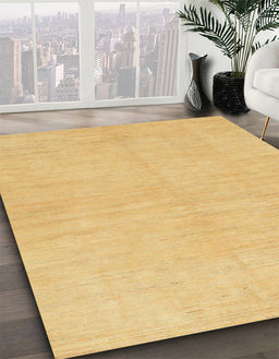 Abstract Chrome Gold Yellow Solid Rug in Family Room, abs1602