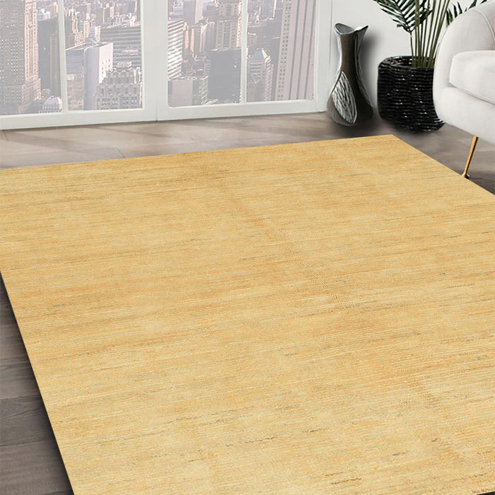 Abstract Chrome Gold Yellow Solid Rug in Family Room, abs1602