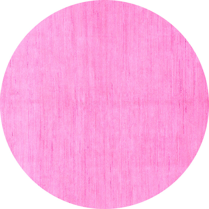 Round Machine Washable Solid Pink Modern Rug, wshabs1602pnk