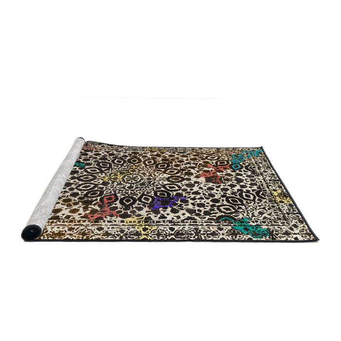 Sideview of Machine Washable Abstract Tan Brown Rug, wshabs1603