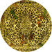 Round Abstract Yellow Modern Rug, abs1603yw