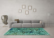 Machine Washable Abstract Turquoise Modern Area Rugs in a Living Room,, wshabs1603turq