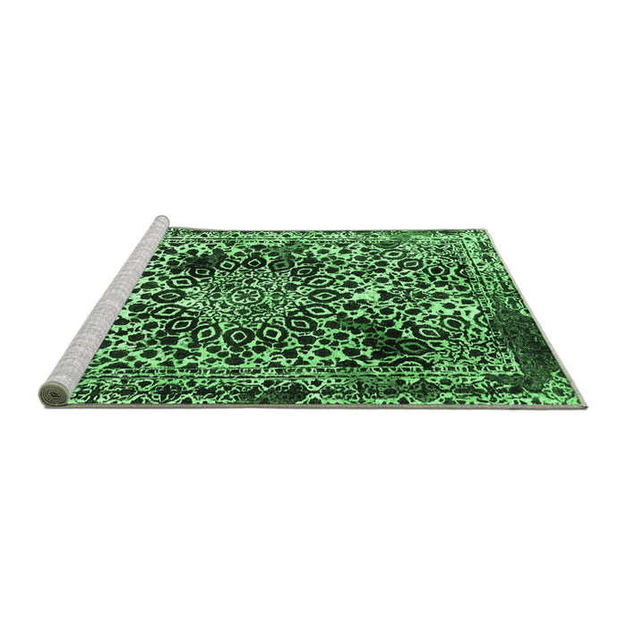 Sideview of Machine Washable Abstract Emerald Green Modern Area Rugs, wshabs1603emgrn