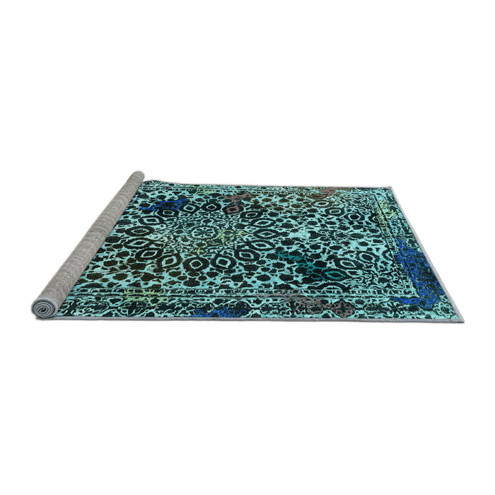Sideview of Machine Washable Abstract Light Blue Modern Rug, wshabs1603lblu