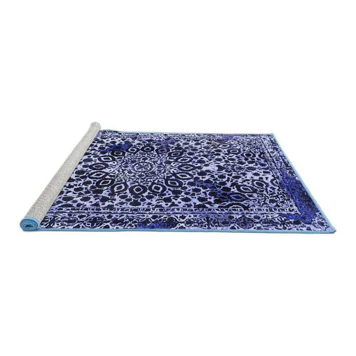 Sideview of Machine Washable Abstract Blue Modern Rug, wshabs1603blu