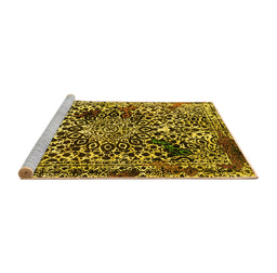 Sideview of Machine Washable Abstract Yellow Modern Rug, wshabs1603yw