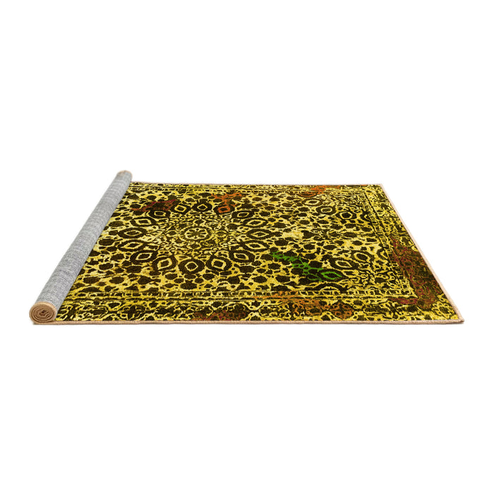 Sideview of Machine Washable Abstract Yellow Modern Rug, wshabs1603yw