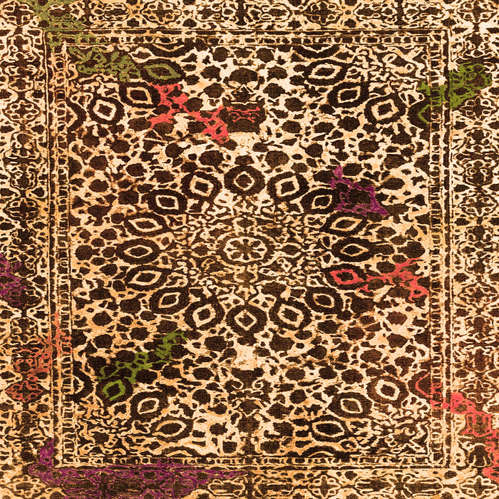 Square Machine Washable Abstract Orange Modern Area Rugs, wshabs1603org