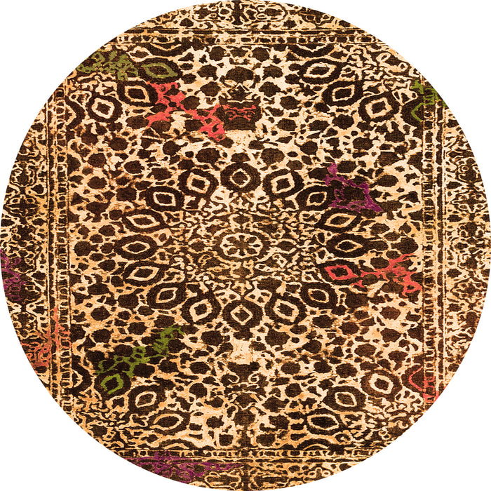 Round Abstract Orange Modern Rug, abs1603org