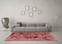 Machine Washable Abstract Red Modern Rug, wshabs1603red