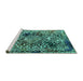 Sideview of Machine Washable Abstract Turquoise Modern Area Rugs, wshabs1603turq