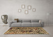 Machine Washable Abstract Brown Modern Rug in a Living Room,, wshabs1603brn