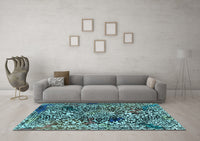 Machine Washable Abstract Light Blue Modern Rug, wshabs1603lblu