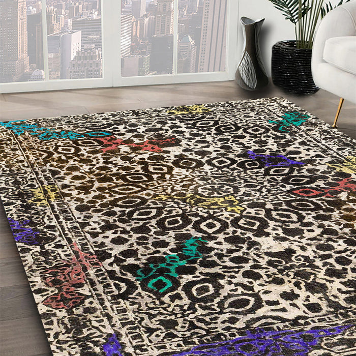 Abstract Tan Brown Modern Rug in Family Room, abs1603