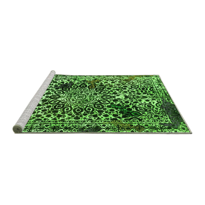 Sideview of Machine Washable Abstract Green Modern Area Rugs, wshabs1603grn