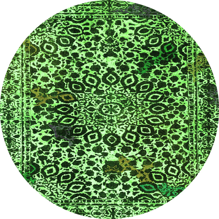 Round Abstract Green Modern Rug, abs1603grn