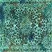 Square Machine Washable Abstract Turquoise Modern Area Rugs, wshabs1603turq