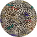 Round Abstract Tan Brown Modern Rug, abs1603