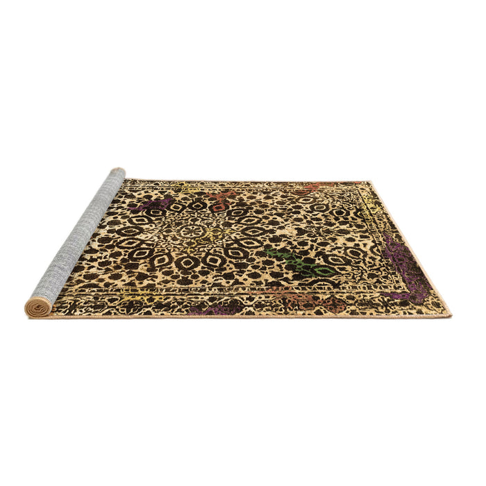 Sideview of Machine Washable Abstract Brown Modern Rug, wshabs1603brn