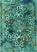 Machine Washable Abstract Turquoise Modern Area Rugs, wshabs1603turq