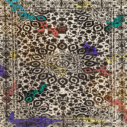 Square Machine Washable Abstract Tan Brown Rug, wshabs1603