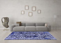 Machine Washable Abstract Blue Modern Rug, wshabs1603blu