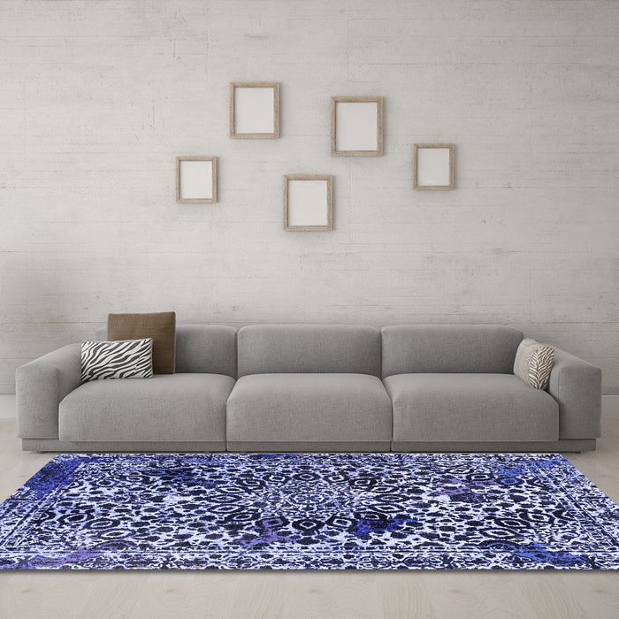 Machine Washable Abstract Blue Modern Rug in a Living Room, wshabs1603blu