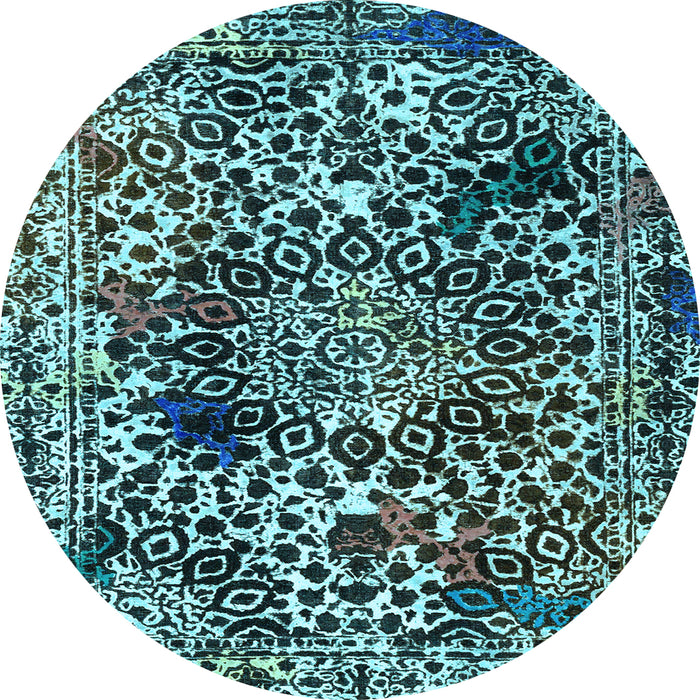 Round Machine Washable Abstract Light Blue Modern Rug, wshabs1603lblu