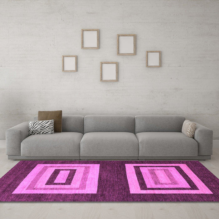 Machine Washable Abstract Purple Modern Area Rugs in a Living Room, wshabs1604pur
