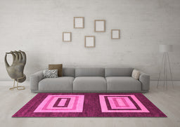 Machine Washable Abstract Pink Modern Rug in a Living Room, wshabs1604pnk