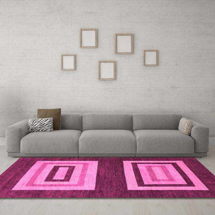 Machine Washable Abstract Pink Modern Rug in a Living Room, wshabs1604pnk