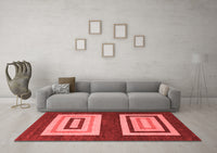 Machine Washable Abstract Red Modern Rug, wshabs1604red