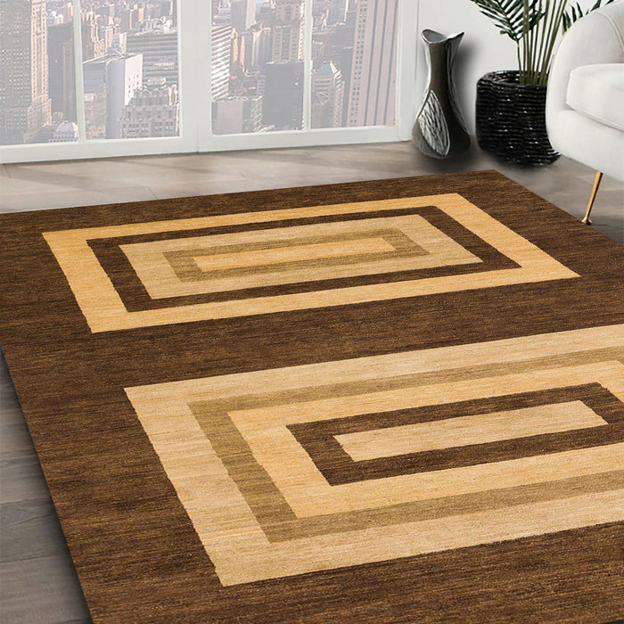 Abstract Yellow Modern Rug in Family Room, abs1604