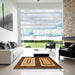 Square Abstract Yellow Modern Rug in a Living Room, abs1604