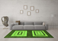 Machine Washable Abstract Green Modern Rug, wshabs1604grn