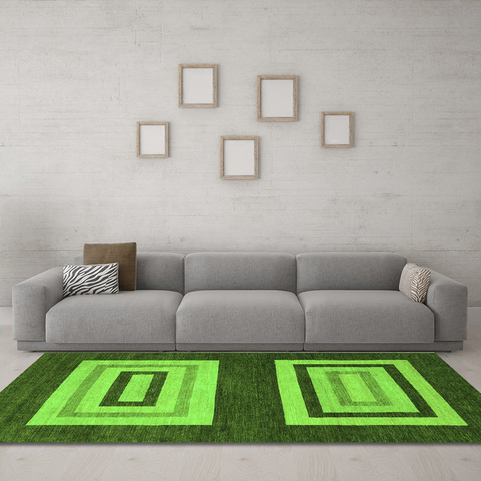 Machine Washable Abstract Green Modern Area Rugs in a Living Room,, wshabs1604grn