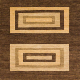 Square Machine Washable Abstract Yellow Rug, wshabs1604