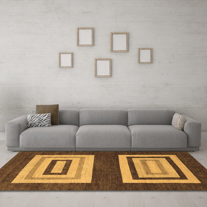 Machine Washable Abstract Brown Modern Rug in a Living Room,, wshabs1604brn