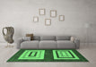 Machine Washable Abstract Emerald Green Modern Area Rugs in a Living Room,, wshabs1604emgrn