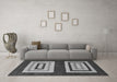 Machine Washable Abstract Gray Modern Rug in a Living Room,, wshabs1604gry