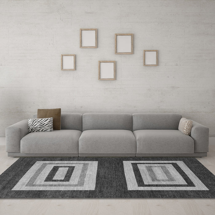 Machine Washable Abstract Gray Modern Rug in a Living Room,, wshabs1604gry