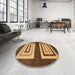 Round Machine Washable Abstract Yellow Rug in a Office, wshabs1604