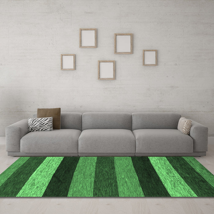 Machine Washable Abstract Emerald Green Modern Area Rugs in a Living Room,, wshabs1605emgrn