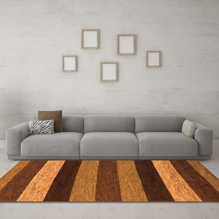 Machine Washable Abstract Orange Modern Area Rugs in a Living Room, wshabs1605org