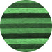 Round Abstract Emerald Green Modern Rug, abs1605emgrn